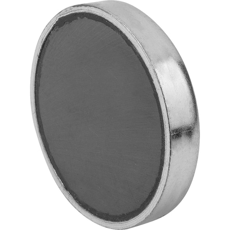 Magnet Shallow Pot Magnet D=40 ±0,20, H=8, Hard Ferrite, Round, Comp:Steel